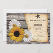 カントリー素朴ひまわりデイジーブライダルシャワー 招待状 (正面)