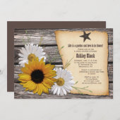 カントリー素朴ひまわりデイジーブライダルシャワー 招待状 (正面/裏面)