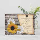 カントリー素朴ひまわりデイジー結婚式招待状 招待状 (スタンド正面)