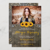 カントリー素朴ひまわり卒業写真招待状 招待状 (正面/裏面)