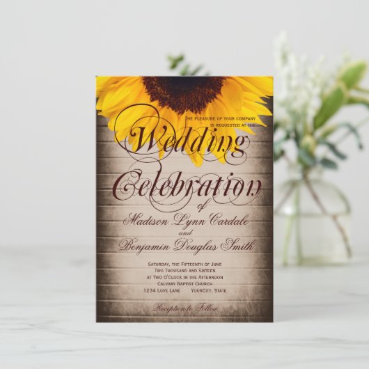 カントリー素朴ひまわり結婚式招待状 招待状 (スタンド正面)