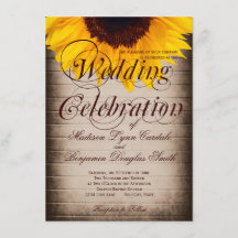 カントリー素朴ひまわり結婚式招待状