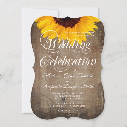 カントリー素朴ひまわり結婚式招待状 招待状 (正面)
