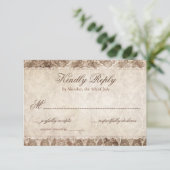 カントリー素朴アントラー+レース結婚式RSVPカード 出欠カード (スタンド正面)