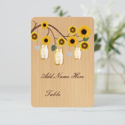 カントリー素朴イエローメイソンジャーステーブル座席表 招待状 (スタンド正面)