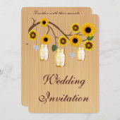 カントリー素朴イエローメイソンジャー結婚式招待状 招待状 (正面/裏面)