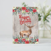 カントリー素朴ウィンターフローラウッドハッピーホリデー カード (スタンド正面)