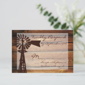 カントリー素朴ウインドミルウッドウェディングRSVPカード 出欠カード (スタンド正面)
