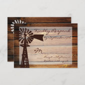 カントリー素朴ウインドミルウッドウェディングRSVPカード 出欠カード (正面/裏面)