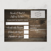 カントリー素朴ウェディングウッド&ひまわりRSVP インビテーションポストカード (裏面)