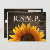 カントリー素朴ウェディングウッド&ひまわりRSVP インビテーションポストカード (正面/裏面)