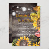 カントリー素朴ウェディングメイソンのジャイルライトサンフラワー 招待状 (正面/裏面)