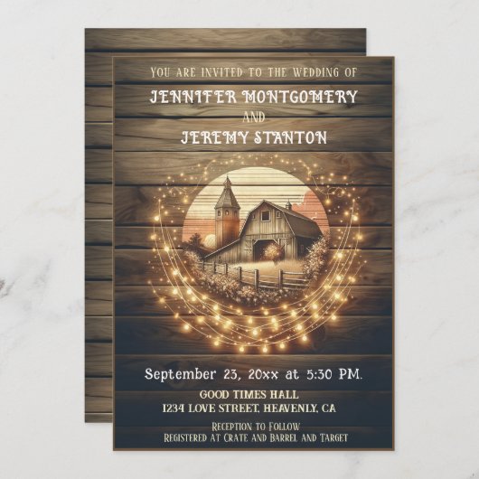 カントリー素朴ウェディング招待状 招待状 (正面/裏面)