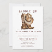 カントリー素朴ウエスタンカウボーイベビーシャワー 招待状 (正面)