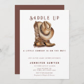 カントリー素朴ウエスタンカウボーイベビーシャワー 招待状 (正面/裏面)