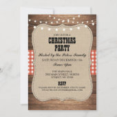 カントリー素朴ウエスタンクリスマスディナーデイパーティー 招待状 (正面)
