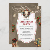 カントリー素朴ウエスタンクリスマスディナーパーティー 招待状 (正面/裏面)