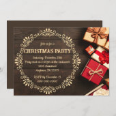 カントリー素朴ウエスタンクリスマスデイディナーパーティー 招待状 (正面/裏面)