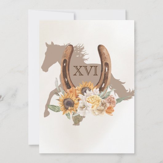 カントリー素朴ウエスタンサンフラワーボホスウィート16 招待状 (裏面)