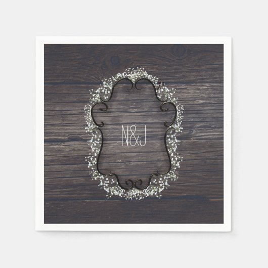 カントリー素朴ウエスタンバビーズブレスアンドウッド スタンダードカクテルナプキン (正面)