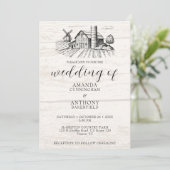 カントリー素朴ウエスタンバーン結婚式招待状 招待状 (スタンド正面)