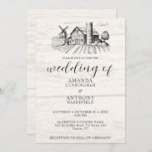 カントリー素朴ウエスタンバーン結婚式招待状 招待状 (正面/裏面)