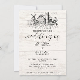 カントリー素朴ウエスタンバーン結婚式招待状 招待状