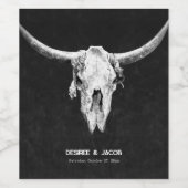 カントリー素朴ウエスタンブラックアンドホワイトブルスカル ワインラベル (シングルラベル)