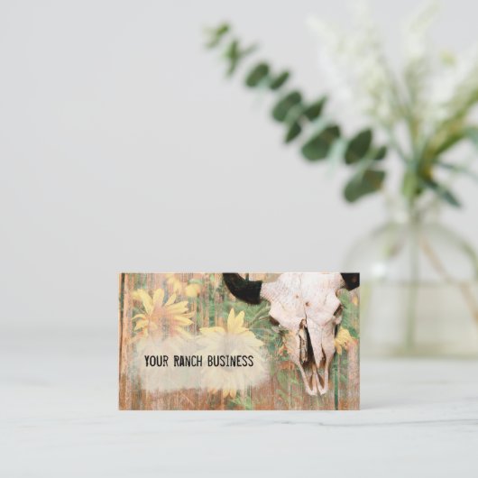 カントリー素朴ウエスタンブルスカルサンフラワーズウッド 名刺 (スタンド正面)