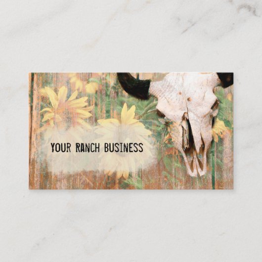 カントリー素朴ウエスタンブルスカルサンフラワーズウッド 名刺 (正面)
