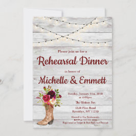 カントリー素朴ウエスタンブートボホリハーサルディナー 招待状