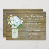 カントリー素朴ウエディングメイスンジャーブルーあじさい 招待状 (正面/裏面)