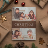 カントリー素朴ウッドウィンタークリスマスフォトコラージュ シーズンカード