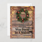 カントリー素朴ウッドクリスマスカードクリスチャンテーマ シーズンポストカード (正面/裏面)