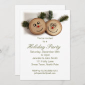 カントリー素朴ウッドクリスマスホリデーパーティー 招待状 (正面/裏面)