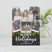 カントリー素朴ウッドクリスマスホリデー4 x写真 シーズンカード (スタンド正面)