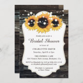 カントリー素朴ウッドサンフラワーブライダルシャワー 招待状 (正面/裏面)
