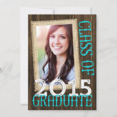 カントリー素朴ウッドティール（緑がかった色）写真2015卒業 招待状 (正面)