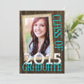 カントリー素朴ウッドティール（緑がかった色）写真2015卒業 招待状 (スタンド正面)