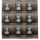 カントリー素朴ウッドトレンディーバレンタインマウスハート シャワーカーテン (正面)