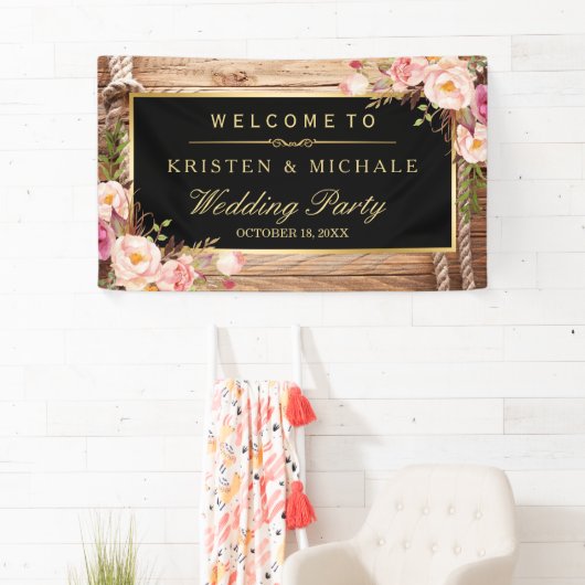 カントリー素朴ウッドノットフローラ結婚披露宴 横断幕 (インサイチュ)