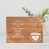 カントリー素朴ウッドハートスタンプブライダルシャワー 招待状 (スタンド正面)