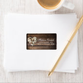 カントリー素朴ウッドハートフラワー差出人住所 ラベル (インサイチュ)