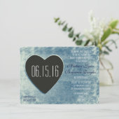 カントリー素朴ウッドハート結婚式招待状ブルー 招待状 (スタンド正面)