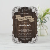 カントリー素朴ウッドバーラップリボンブライダルシャワー 招待状 (スタンド正面)