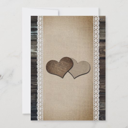 カントリー素朴ウッドバーラップレースヒマワリ結婚ーズ 招待状 (裏面)