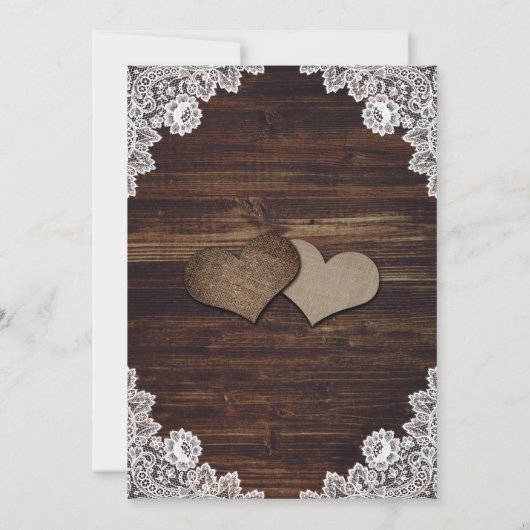 カントリー素朴ウッドバーラップレースブライダルシャワー 招待状 (裏面)