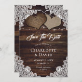 カントリー素朴ウッドバーラップレース結婚ズ セーブザデート (正面/裏面)