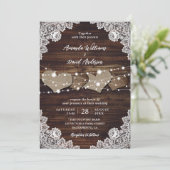 カントリー素朴ウッドバーラップレース結婚式招待状 招待状 (スタンド正面)