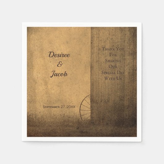カントリー素朴ウッドバーンヴィンテージウェスタン結婚ズ スタンダードカクテルナプキン (正面)